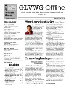 Front page: redesigned GLVWG newsletter