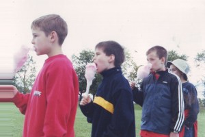 Boys eating cotton candy at Warren County Fair
