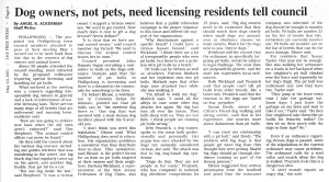 Dog Owners should be licensed, Free Press
