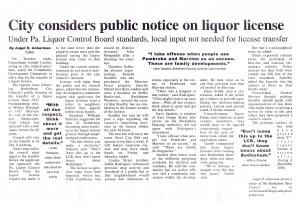 News clip: liquor license
