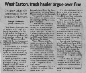 Waste Management asks West Easton to lower fine