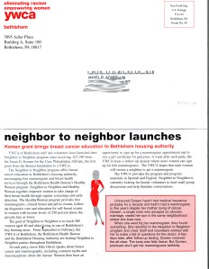 Newsletter: YWCA back panel